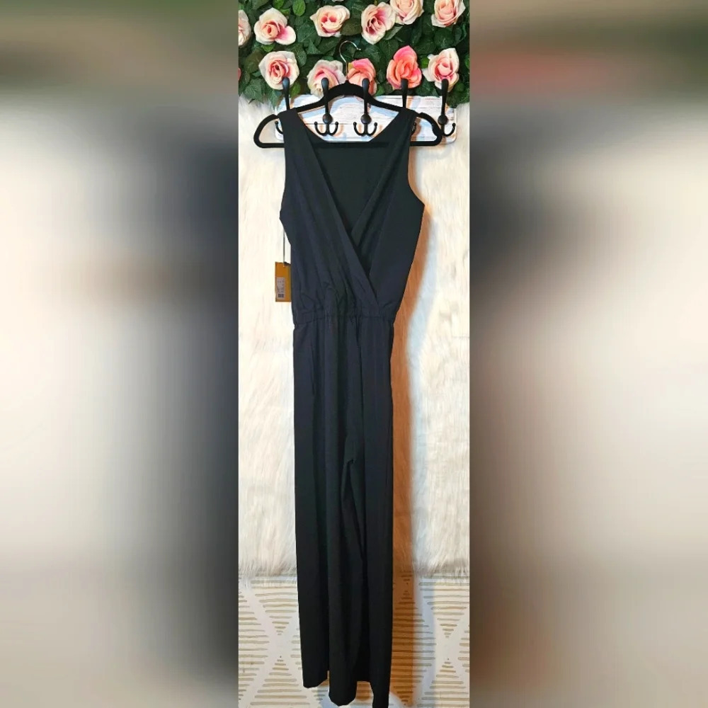 Lolë Classic Navy Tie Waist Jumpsuit - Picture 5 of 9